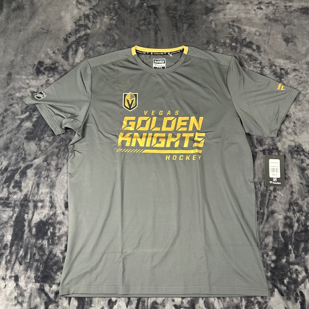 NWT Fanatics T-Shirt Mens XL Gray Vegas Golden Knights Hockey Authentic Pro NHL